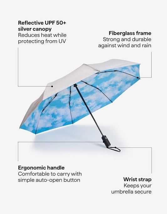 Solbari Compact Sun Protective Umbrella UPF 50+ UV Protection, Ultra-Light & Travel-Friendly, Reflective Sun Protection for Beach, Picnics, & Outdoor Festivals