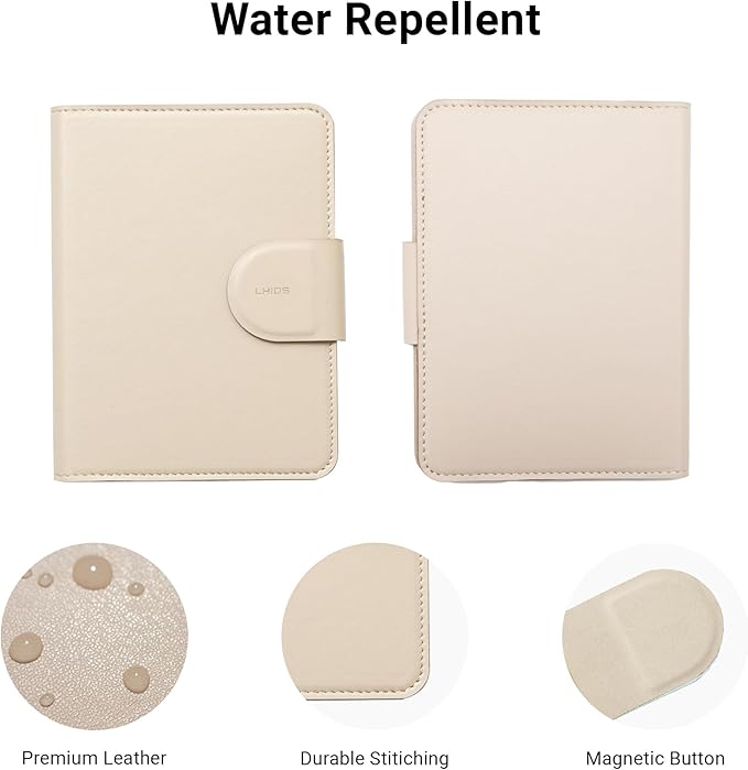 LHiDS Leatherette Passport Holder with RFID Protection, Premium PU Leather, Snap Button Closure, Travel Passport Wallet Cover for Passport, Boarding Passes, Business Cards, Cash (Apricot)