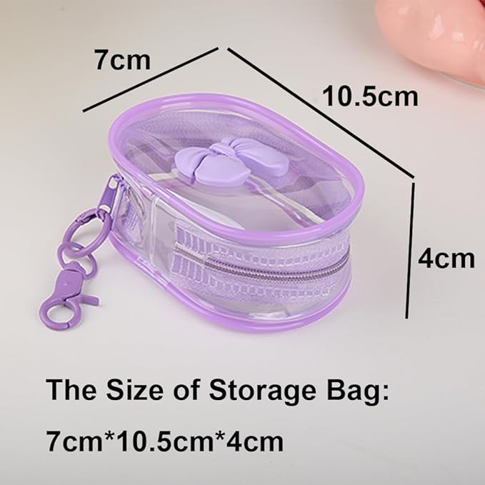 Charging Cable Storage Bag, Cute 3D Bow Tie Waves Design Transparent Compact Travel Cables Carrying Storages Case Electronic Accessories Charger Cord Wire Organizer, Purple Bow