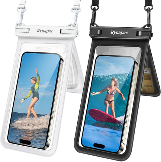 Waterproof Phone Pouch, [Up to 8.5''] Double Space Waterproof Phone Case with Lanyard for iPhone 17 16 15 Pro Max Galaxy S25 Ultra Pixel 10 Pro, Cellphone Dry Bag for Beach Vacation, 2 Pack