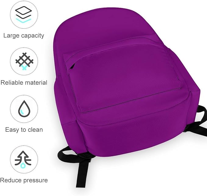 Purple Backpack Adult Travel Daybag for Women Men College Backpack for Vacation Hiking Camping Bag