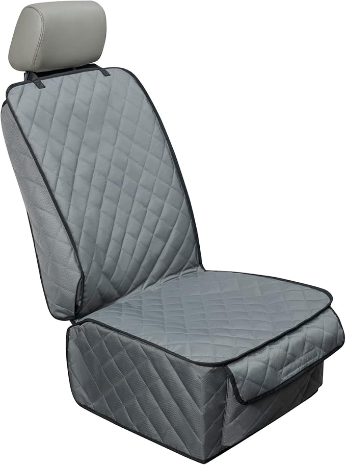 HAPYFOST Waterproof Front Seat Cover Dog Car Seat Covers Nonslip and Full Protection with Side Flaps Fits Most Cars, Trucks, SUVs(Grey, 1Pack)