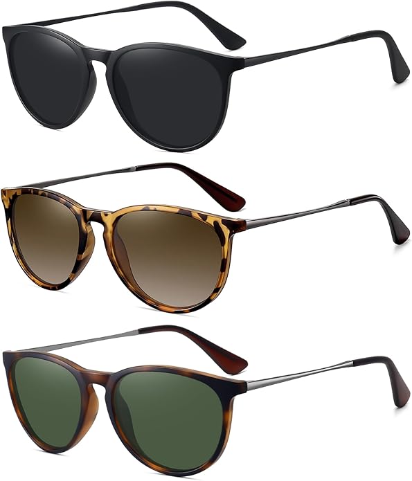 Retro sunglasses womens 2024 trendy round classic glasses