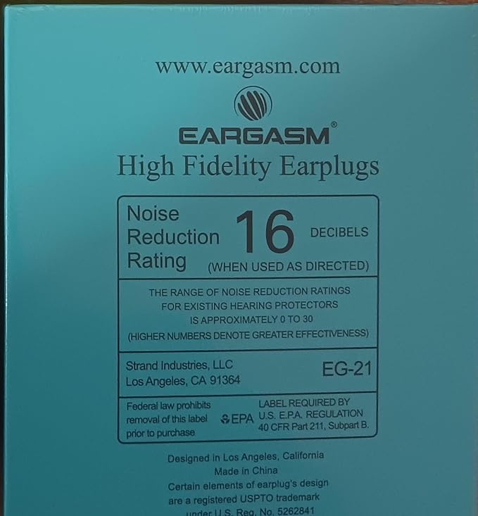 Eargasm High Fidelity Earplugs with Transparent Filters - Reusable Noise Reduction Hearing Protection Ear-Plugs with Carrying Case for Motorcycle, Concerts, Festivals, Raves, Live Events, Sports