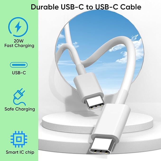 USB C Charger for iPhone 16/15 Charger Fast Charging, 20W Apple Fast USB C Wall Chargers 2Pack Type C Blocks Adapter Fast USBC Charging Cable Cord for iPhone 16 Pro Max/iPhone15 Plus/iPad Pro/Air/Mini