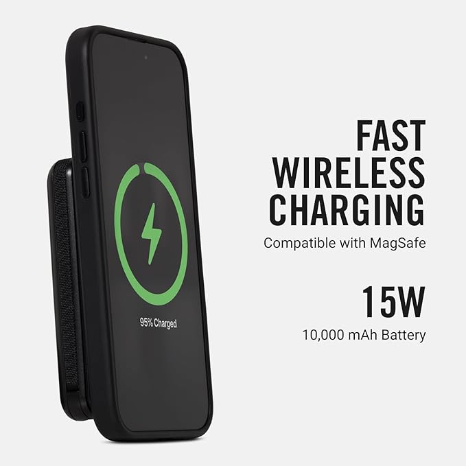 Ridge Magnetic Power Bank Fast Charging - Compatible with MagSafe - Portable Charger Power Bank - with Built in Cable and Wireless Charging, 5-in-1 Charging & Magnetic Attachment (Matte Black)