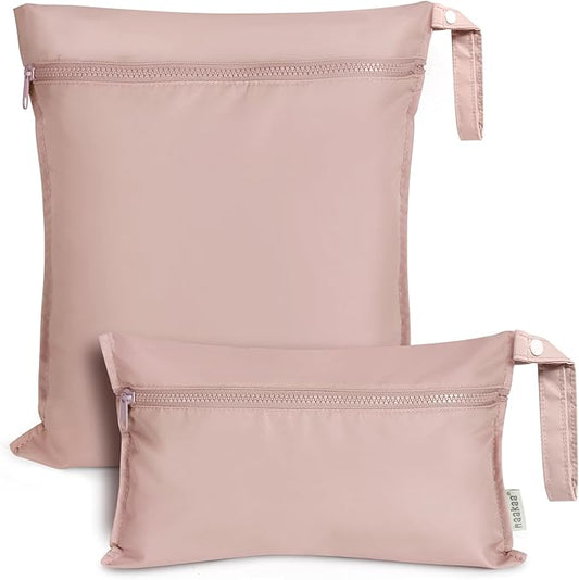 haakaa Waterproof Wet Bags for Baby Wet Dry Bags for Cloth Diaper, Swimsuit & Travel, 2pcs, Blush