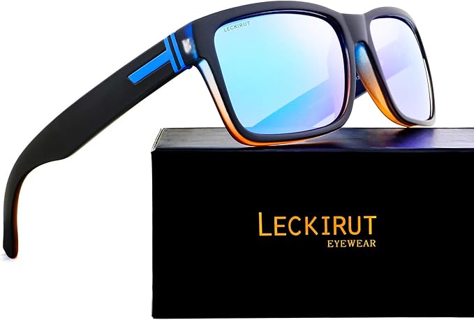 LECKIRUT Vintage Polarized Sunglasses for Men Women Retro Oversized Square Mirror Sun Glasses