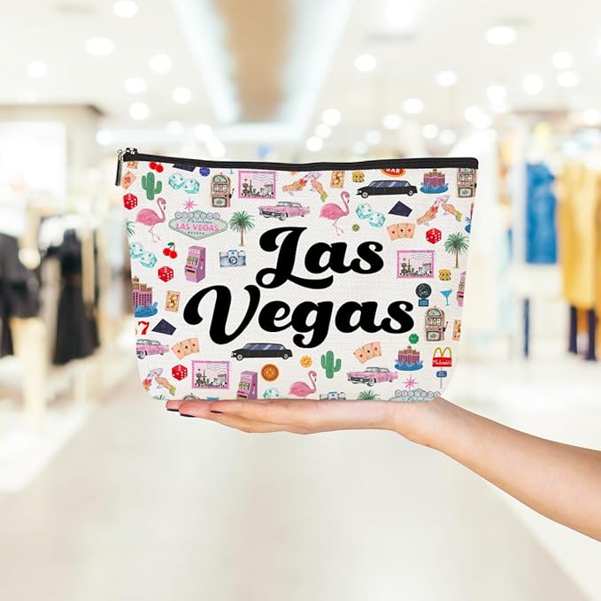 Las Vegas Cosmetic Bag Makeup Bag Las Vegas Lovers Travel Souvenir Vacation Friendship Gifts for Women Best Friend Traveler Daughter Girls Trip Gifts Favors Christmas Birthday