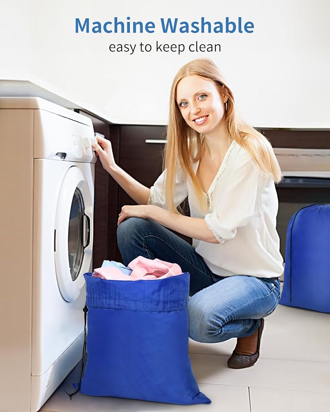 OTraki 2 Pack Small Laundry Bag 16x20 Inch Drawstring Laundry Wash Bag Dirty Clothes Laundry Sacks Organizer Machine Washable Delicate Bag for Travel Camp Blue