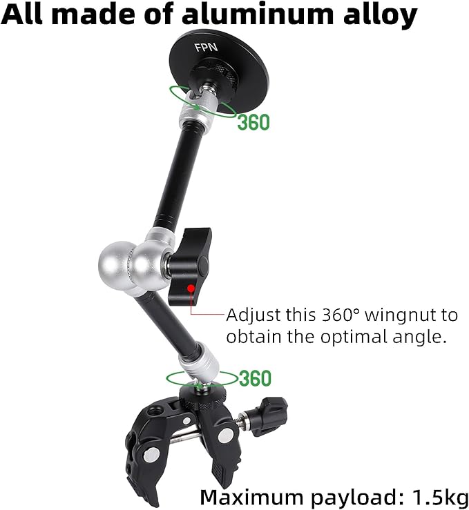 All-Metal Magnetic Phone Holder with Super Clamp&10″ Long Arm for Magsafe, Adjustable Rear View Mirror Phone Holder Mount for Car/Truck/Handlebar, Compatible with iPhone 16 15 14 13 12 Series