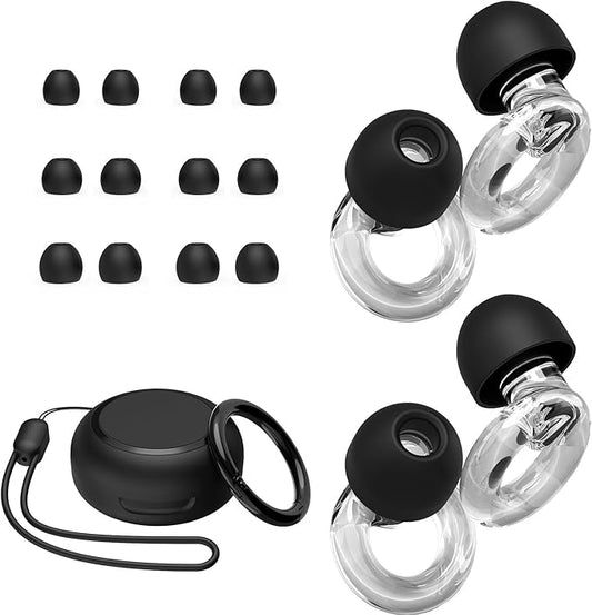 Ear Plugs for Concert, 2 Pairs of Noise Reduction Earplugs 25dB-30dB with 8 Ear Tips&Carry case,Reusable Hearing Protection earplugs for Sleep,Social,Work,Focus&Noise Sensitivity