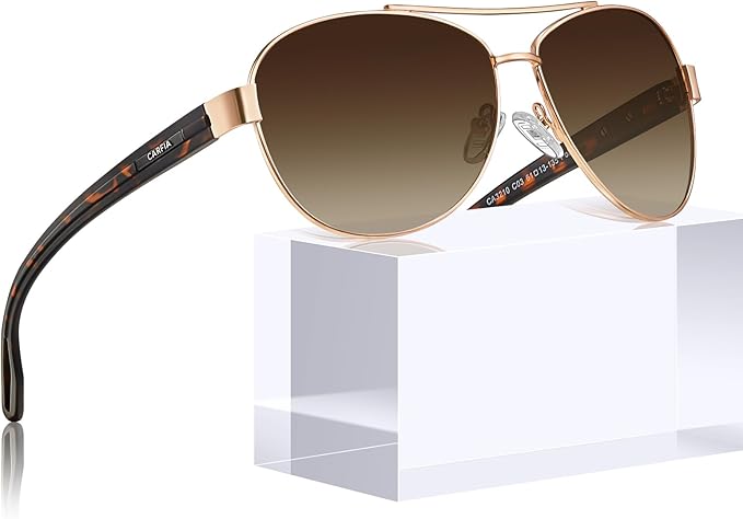 CARFIA Polarized Sunglasses for Women UV Protection Ultra-Lightweight Comfort Metal Frame Driving Glasses CA3210