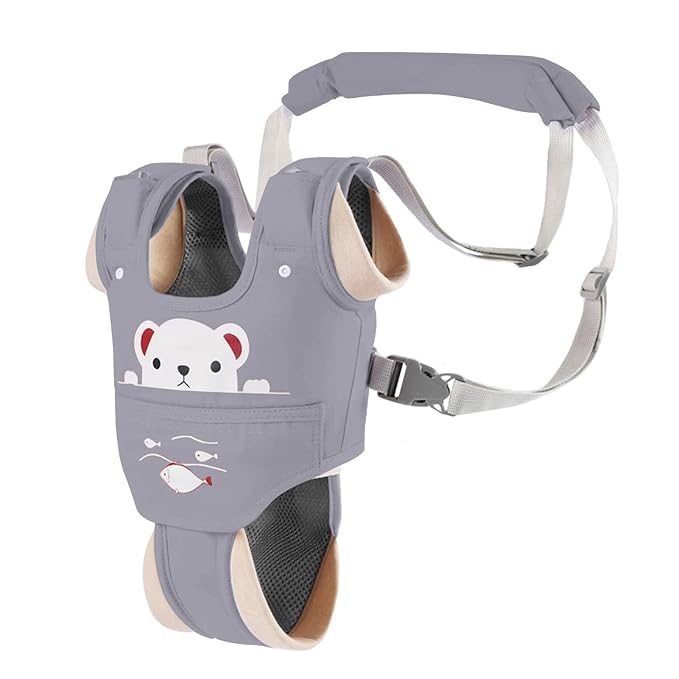 Baby Walking Harness Handheld Baby Walker Assistant Belt Adjustable Toddler Infant Walker Safety Harnesses Standing Up and Walking Learning Helper with Detachable Crotch for 9-24 Month (Gray)