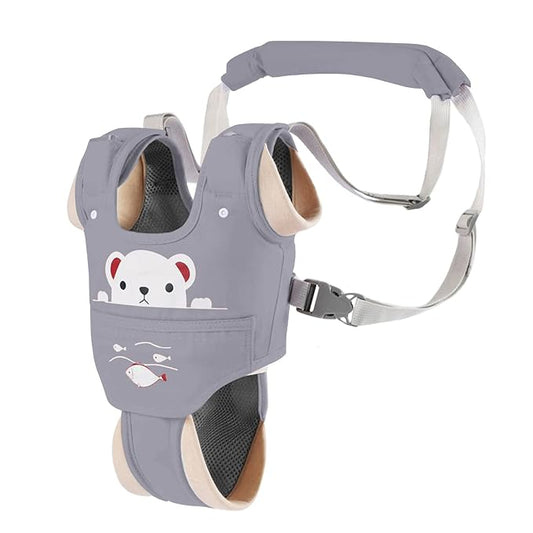 Baby Walking Harness Handheld Baby Walker Assistant Belt Adjustable Toddler Infant Walker Safety Harnesses Standing Up and Walking Learning Helper with Detachable Crotch for 9-24 Month (Gray)
