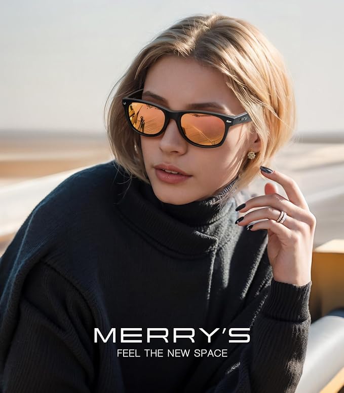 MERRY'S Polarized Unisex Shades Sunglasses for Men and Women Vintage Polarized Sun Glasses Mirror Lens