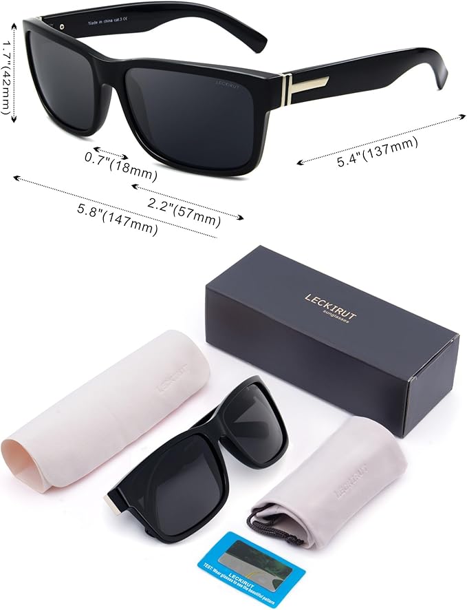 LECKIRUT Vintage Polarized Sunglasses for Men Women Retro Oversized Square Mirror Sun Glasses