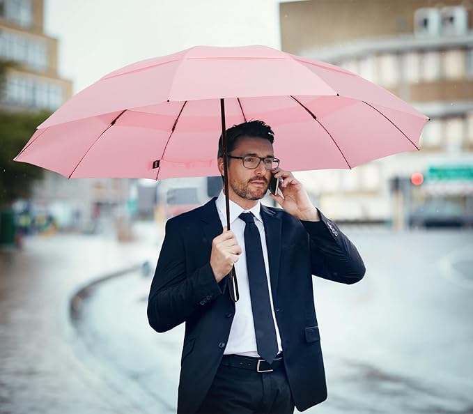 G4Free 42/46/54/62 Inch Large Golf Umbrella Compact Reverse Travel Umbrella 10 Ribs Windproof for Rain Double Canopy Automatic Open Close