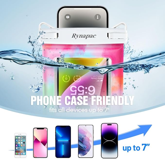 [Floatable] Waterproof Phone Pouch 2 Pack - [Up to 8.5"] IPX8 Floating Waterproof Phone Case Dry Bags with Adjustable Lanyard for Beach Vacation Travel Cruise Ship Pool Kayak Essentials