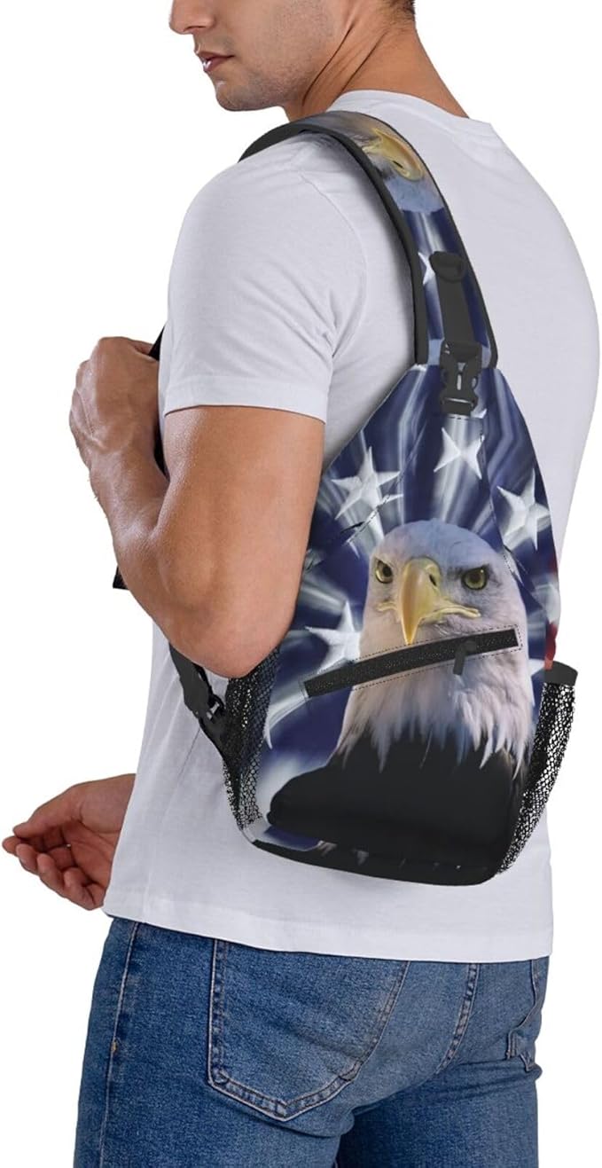 American Flag Sling Bag Multipurpose Crossbody Sling Backpack Travel Cycling Hiking Shoulder Bag For Women Men