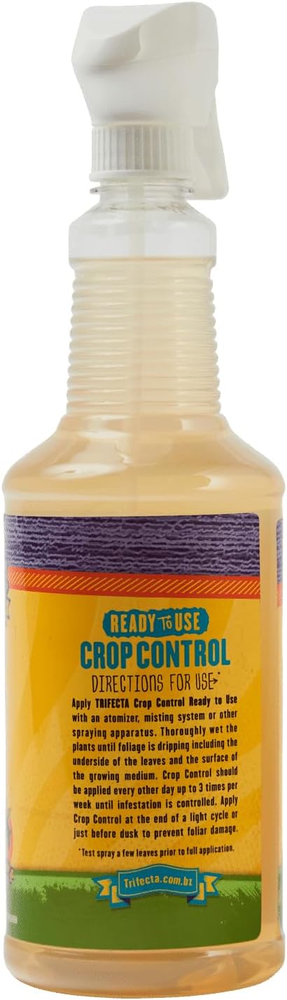 Trifecta Crop Control Ready to Use Maximum Strength Natural Pesticide, Fungicide, Miticide, Insecticide, Help Defeat Spider Mites, Powdery Mildew, Botrytis and Mold on Plants 32 OZ Size