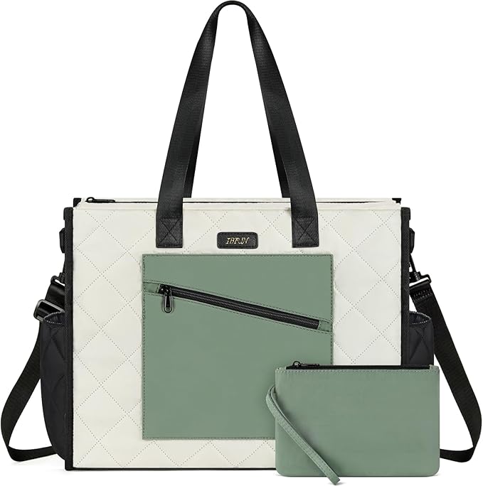 IBFUN Utility Tote Bag with 14/24 Pockets Zip Top Teacher Tote Bag for Teacher/Work Women