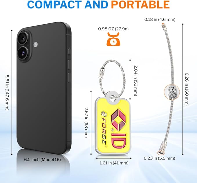 Forge Lost and Found Luggage Tags, Global Luggage Tracking Tag, WorldTracer Compatible, Travel Sentry Powered Baggage ID System for Luggage, Bags, Suitcases, and More (Yellow 4 PK)