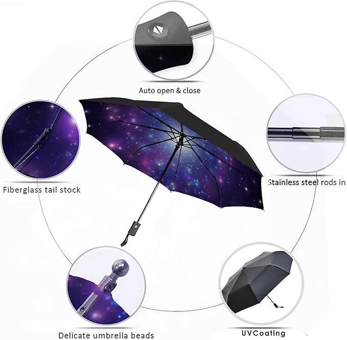 MRTLLOA 42/49 Inch Compact Windproof Travel Umbrella for Rain, Lightweight, Portable, Automatic, Strong, Waterproof Folding Umbrellas for Women, Men and Teenagers