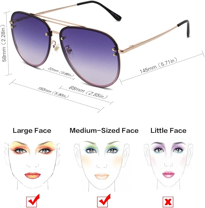 Trendy Oversized Aviator Sunglasses for Women 2025, Cute Retro Aviator Sun Glasses UV Protection Big Shades VF2203