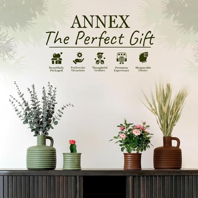 Scented Luxury Candles in Handmade Ceramic Jars, Soy Wax | Vanilla - Tobacco - Amber, Large Candle | Non Toxic, 2 Wicks, Reusable Big Brown Jar | Natural Spring Aromatherapy Gift for Women & Men