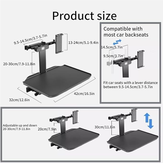 KDENMX Folding Car Back Seat Table with Phone Holder, Multi-Functional Car Seat Tray for Eating, Work, Study, Road Trip Essentials