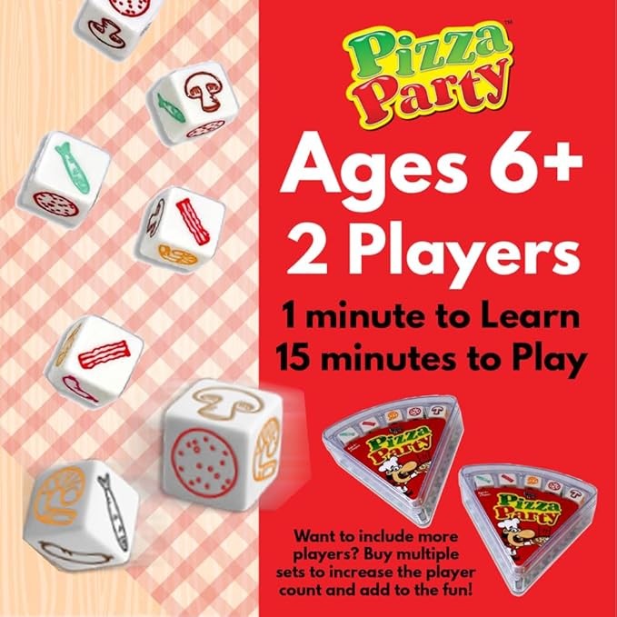 University Games, Pizza Party Dice Game, Dice Game for Kids and Families, Ages 6+