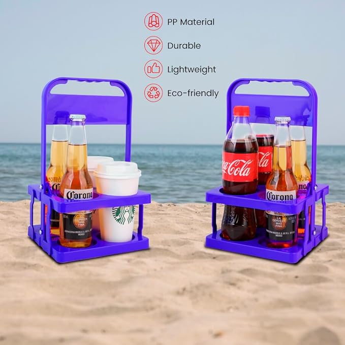musbus Reusable Drink Carrier with Handle for Delivery Drivers, Portable Cup/Coffee Holder Accessories for Delivery, Foldable Drinks Caddy with Tray, Car Durable Plastic Festive Bottle, Vacation