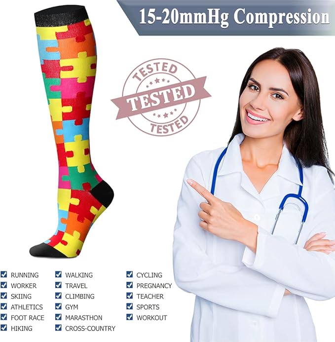 QUXIANG Copper Compression Socks for Women & Men Circulation (8 Pairs) - Best for Running Athletic Cycling - 15-20 mmHg