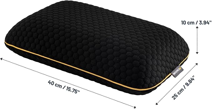 Memory Foam Travel Pillow with Washable Cover & Carry Bag – Compact, Soft & Breathable Neck Pillow for Airplane, Camping & Car (Black- Without Spare Cover, 15.7x9.8x3.9 inches)