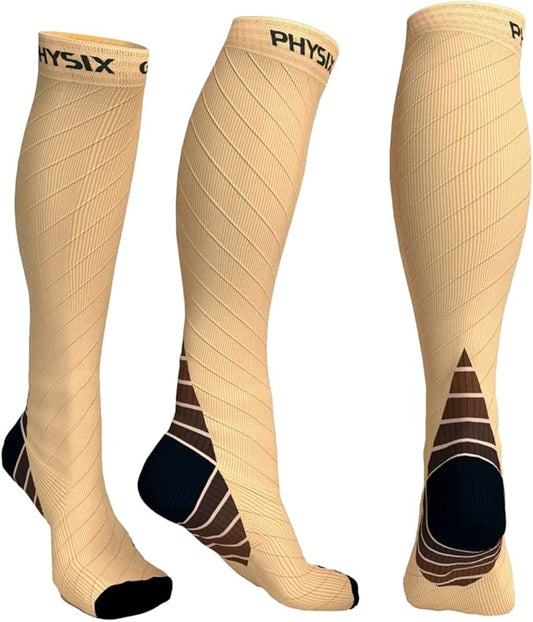 Physix Gear Compression Socks 20-30 mmHg - Men & Women - Running, Nurses, Shin Splints, Flight, Travel