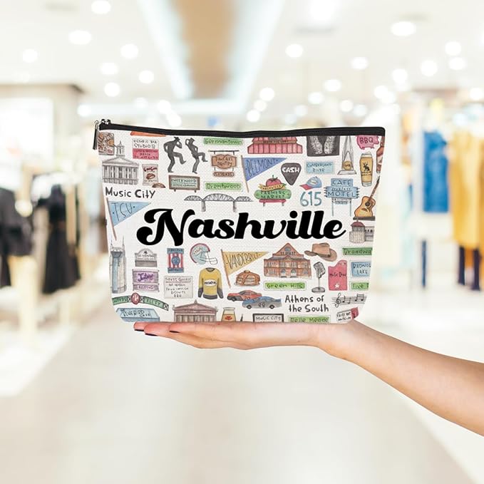 Nashville Cosmetic Bag Makeup Bag Nashvilles Lovers Gifts Nashville Travel Souvenir Merch Vacation Friendship Gifts for Women Nashvilles Lovers Best Friend Girl Trip Gift Favors Christmas Birthday
