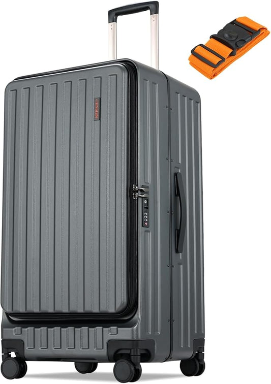 Checked Luggage, Large Suitcase 29 Inch Trunk Luggage with Spinner Wheels, Lightweight ABS+PC Hard Shell with Aluminum Frame, Top Opening, TSA Lock (Grey, 1PC)