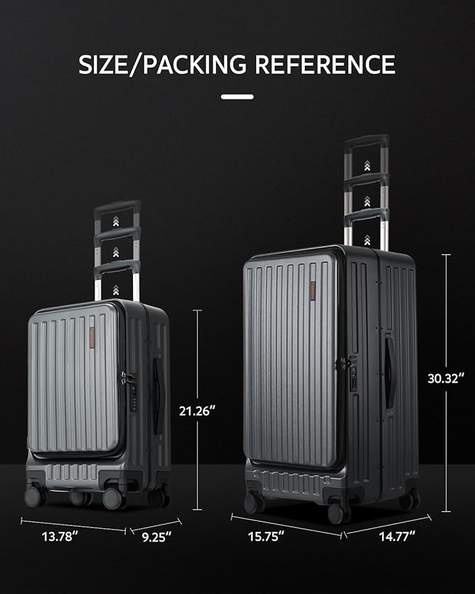 Luggage Sets 2 Pieces, 20 Inch Carry On Luggage and 29 Inch Checked Luggage with Spinner Wheels, Lightweight ABS+PC Hardshell Trunk Suitcases with Aluminum Frame, Top Opening (Grey, 20/29)