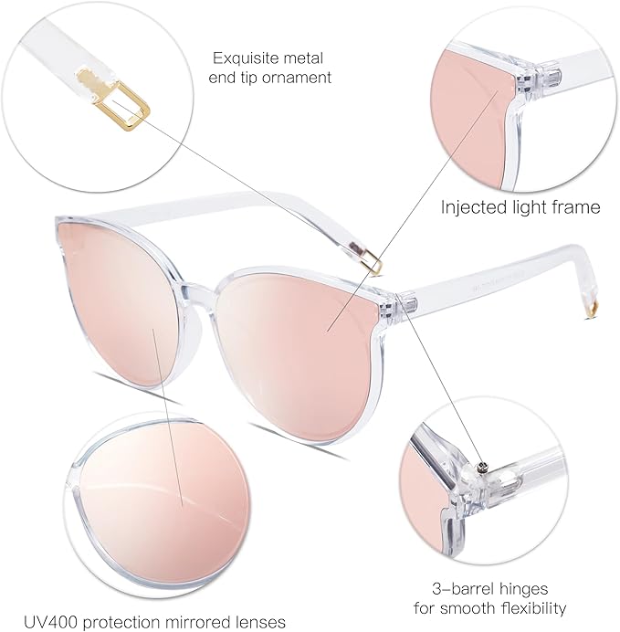 SOJOS Fashion Round Sunglasses for Women Men Oversized Vintage Shades SJ2057