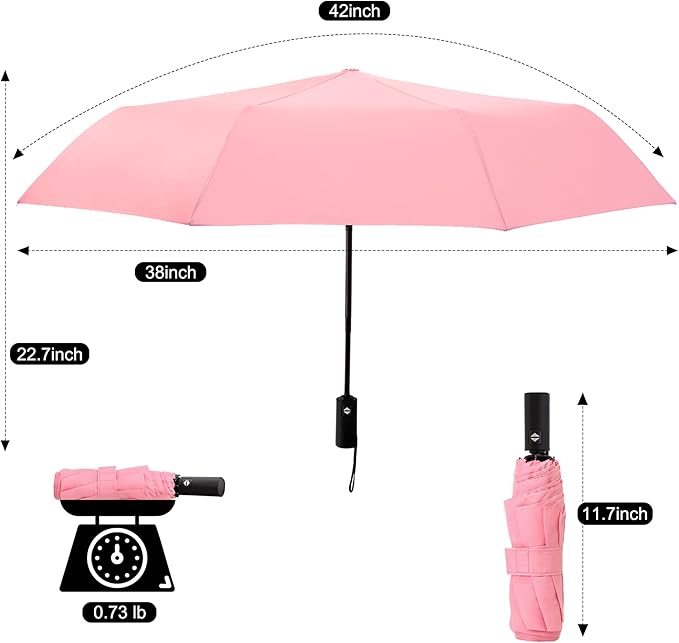 SoulRain Travel Umbrella - Compact Umbrella for Rain - Perfect Large Auto Folding Umbrella - Ideal Car umbrella, Small umbrella, and Travel Companion