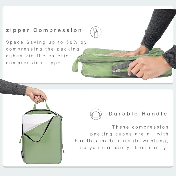 BAGAIL 6 Set Ultralight Compression Packing Cubes Packing Organizer for Travel Accessories Luggage Suitcase Backpack