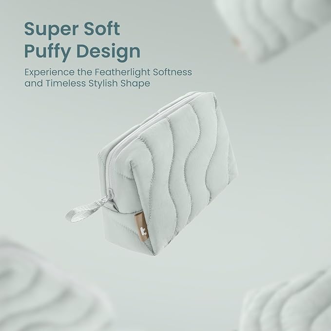 tomtoc Electronics Organizer Travel Case, Soft Puffy Organizer Bag Birthday Christmas Gifts Travel Essentials for Women Girls, Portable Accessory Tech Pouch Storage for Charger, Cord, Cable, Phone