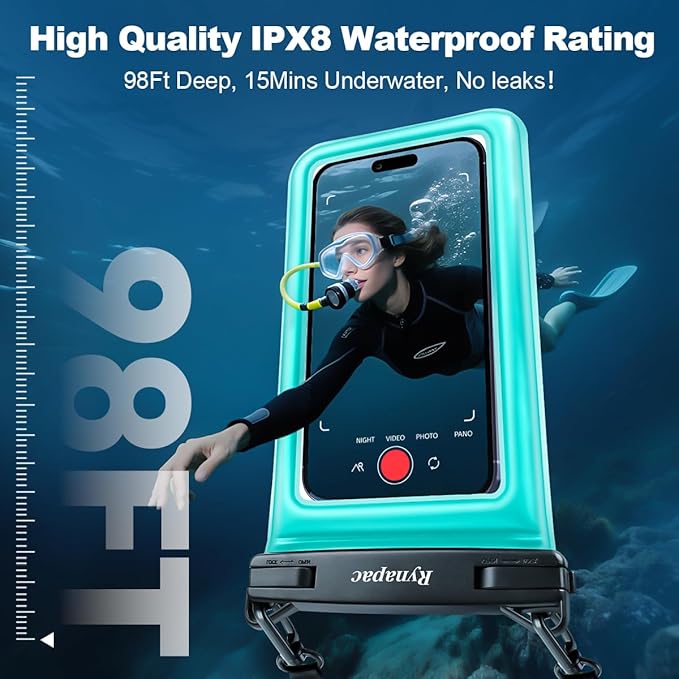 [Up to 8.5''] Waterproof Phone Pouch Floating, Double Bags Waterproof Phone Case with Lanyard for iPhone 16 15 Pro Max, Galaxy S25 S24 Ultra, IPX8 Cellphone Dry Bag Beach Cruise Ship Essentials 2 Pack