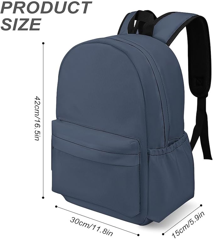 Premium Grey Blue Backpack Adult Travel Daybag for Women Men College Backpack for Vacation Hiking Camping Bag