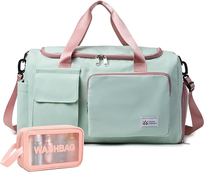 Small Gym Bag for Women, Travel Duffle Bag Carry On Weekender Bag with Shoe Compartment
