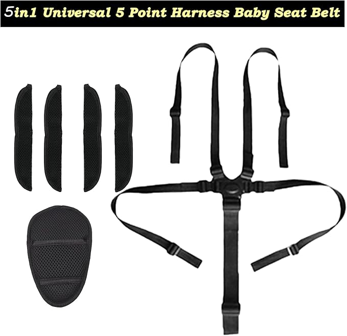 Alovexiong Universal 5 Point Harness Baby Seat Belt, Adjustable Harness Baby Safety Strap