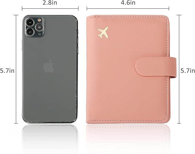 Cnycmy Passport Holder with Airtag,Passport-Wallet-Holder for Women, RFID Passport Holder with Slot Waterproof, PU Leather Travel Passport Case (pink)