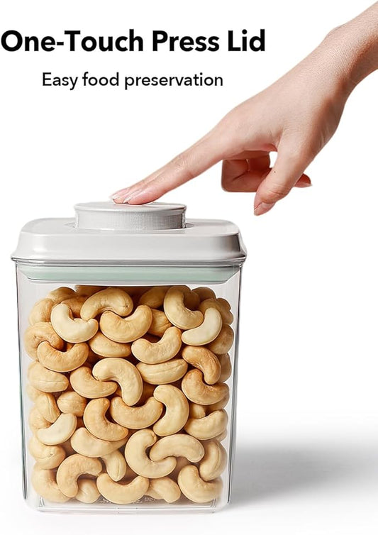 EQI Airtight Food Containers Set with One-Touch Lid, Mixed Size Set (2.8 QT / 2.65 L & 4.2 QT / 4.0 L) with Scoop, Stackable Jars for Complete Kitchen Organization.