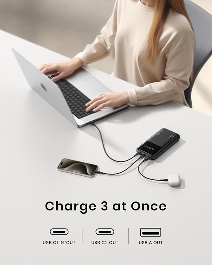 INIU 27000mAh Power Bank, High Capacity 140W Laptop Portable Charger, USB C Tablet Powerbank, Digital Display Phone Charge for iPhone 17 16, Samsung, iPad, MacBook, Camping, Outdoor, Emergency etc